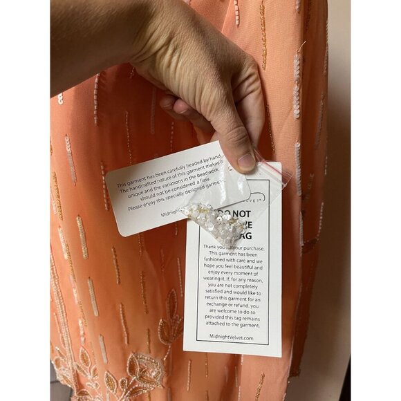 Vintage NWT Retro 20s 2-Piece Beaded Dress & Jacket Set XL Peach Asymmetrical - Picture 6 of 12